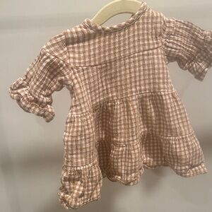 Quincy Mae Brown Checkered Kids Dress